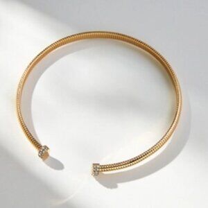 Crystal-Front Collar Necklace, Anthropologie, Gold, NWT